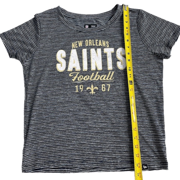 NFL Team Apparel New Orleans Saints Graphic Striped Tee Women’s Large Black Gold - Picture 8 of 9